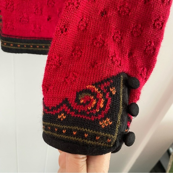 Dale of Norway Nordic Knit Pure Virgin Wool Cardigan Sweater Red Designs Casual - Picture 6 of 14
